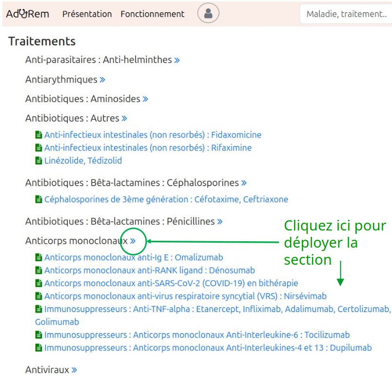 Image : Naviguer parmi toutes les fiches